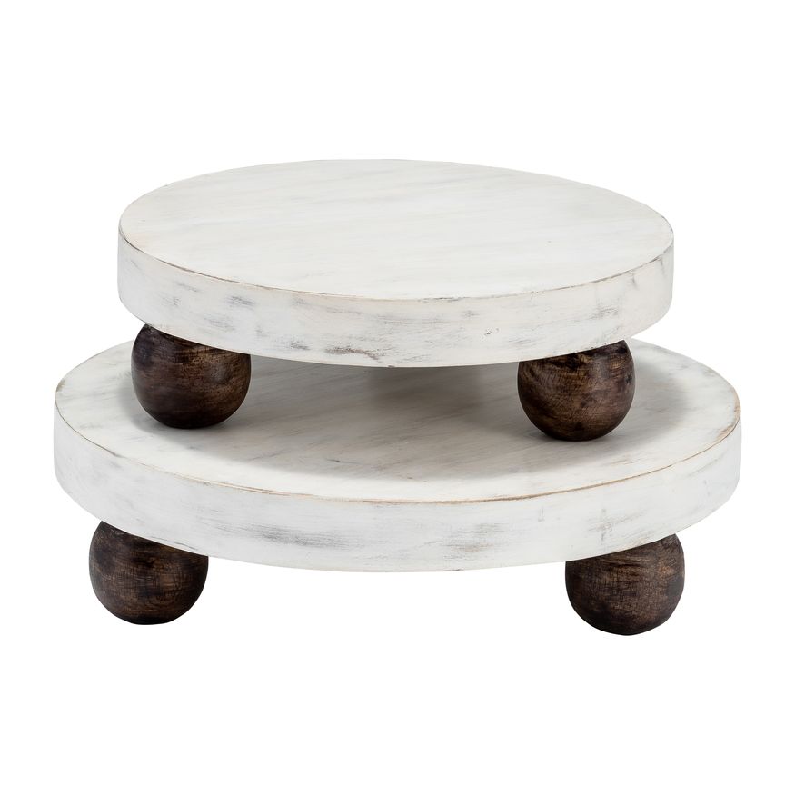 Sagebrook 8/10" Wood Round Risers (Set Of 2)