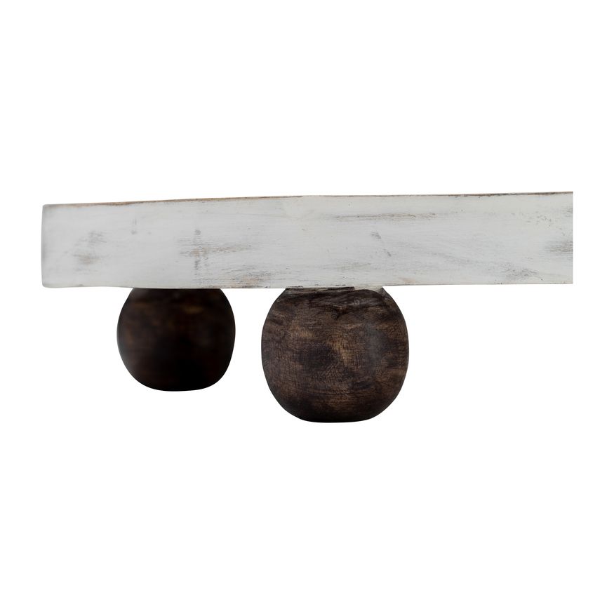 Sagebrook 8/10" Wood Round Risers (Set Of 2) - White Wash