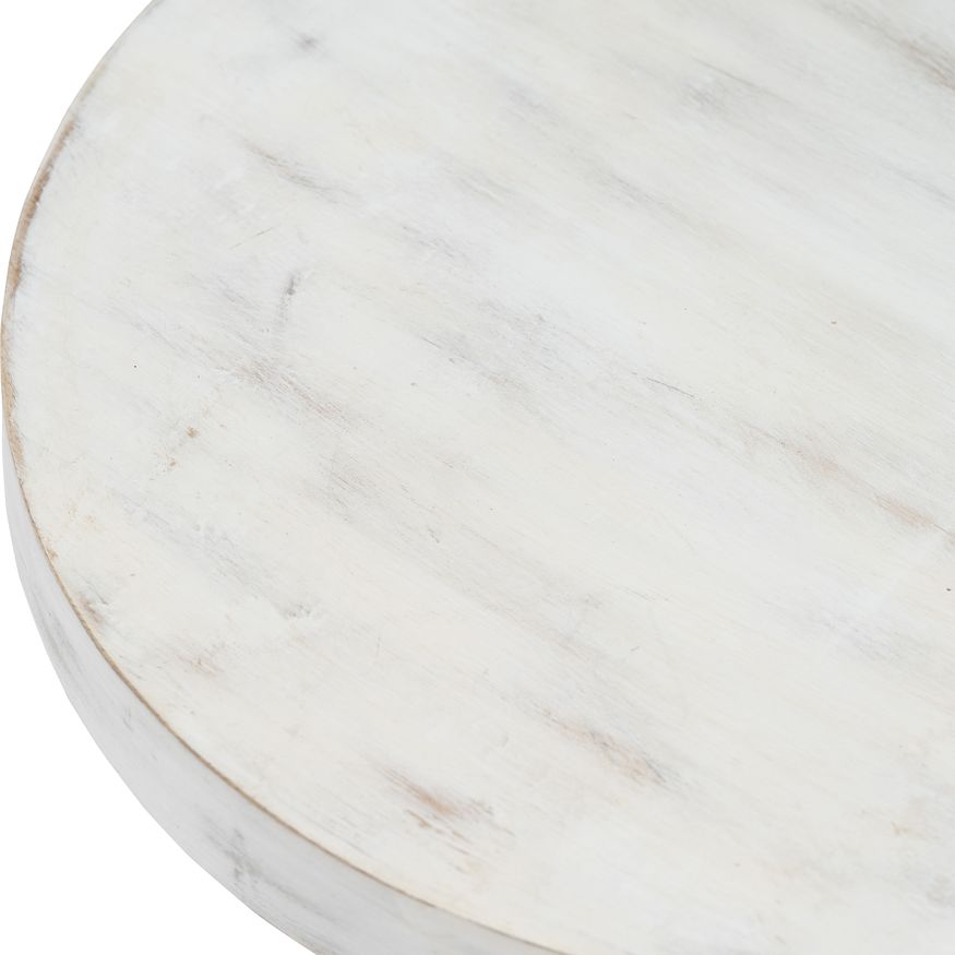 Sagebrook 8/10" Wood Round Risers (Set Of 2) - White Wash