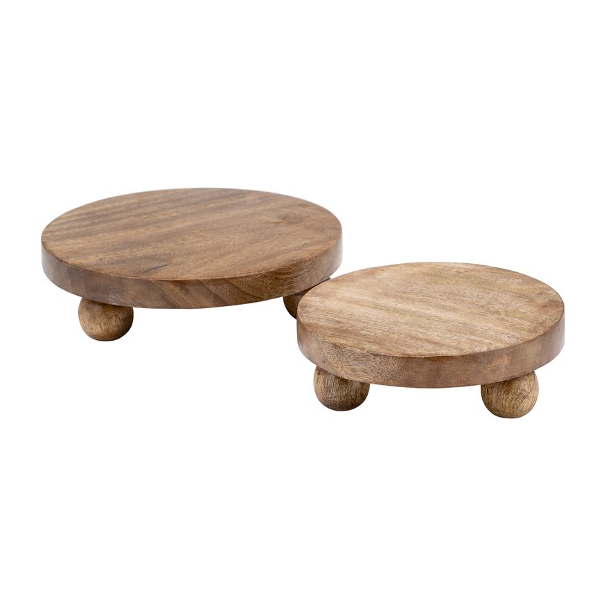 Sagebrook 8/10" Wood Round Risers (Set Of 2)