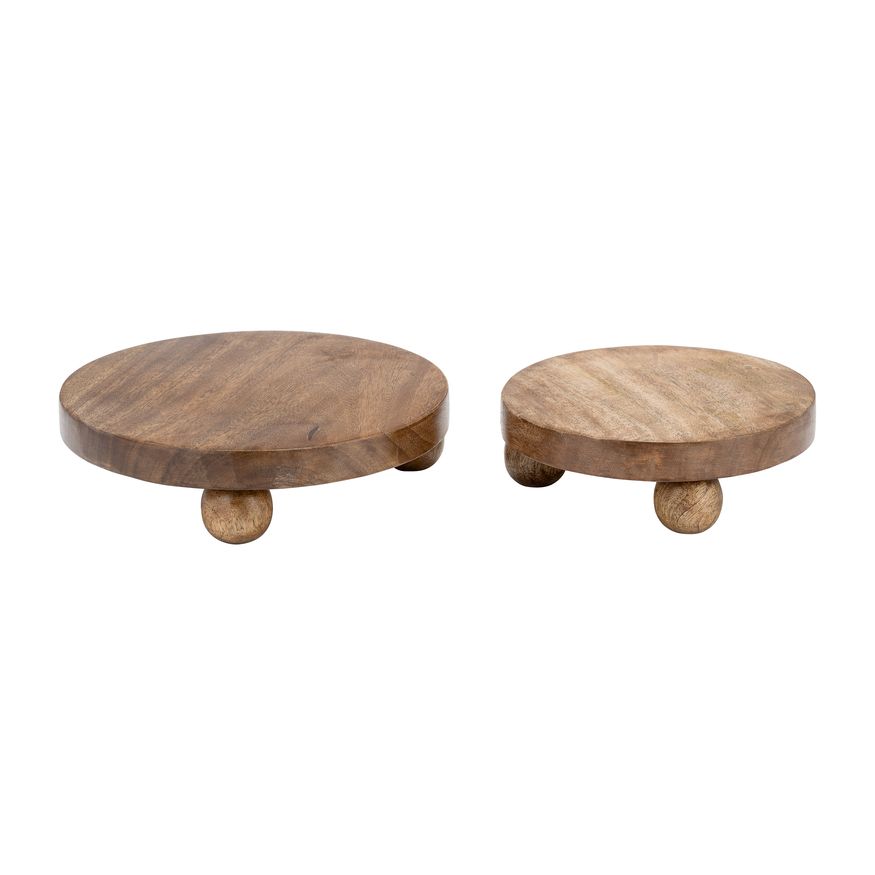 Sagebrook 8/10" Wood Round Risers (Set Of 2) - Natural