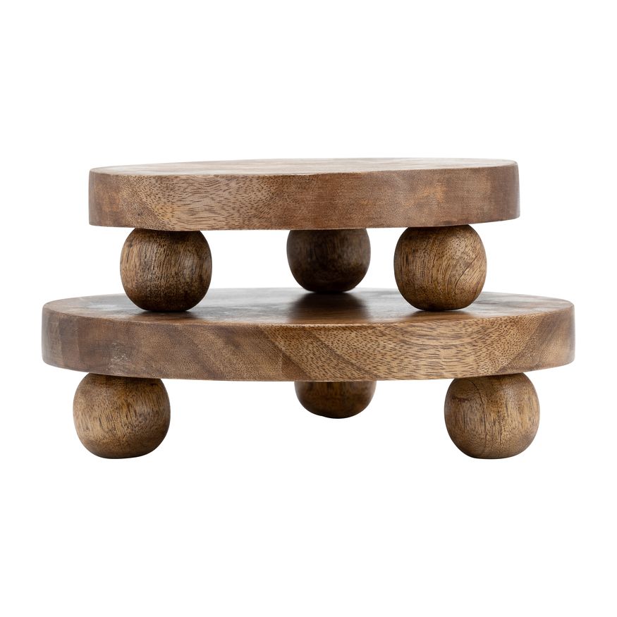 Sagebrook 8/10" Wood Round Risers (Set Of 2) - Natural