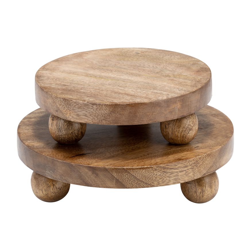 Sagebrook 8/10" Wood Round Risers (Set Of 2) - Natural