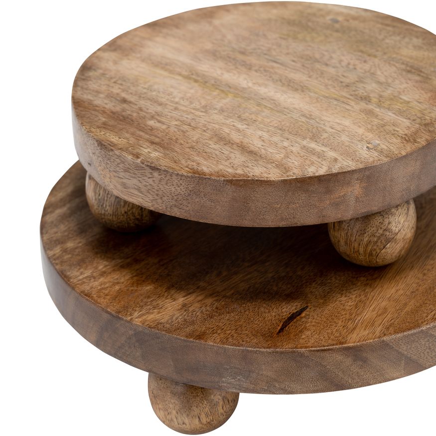 Sagebrook 8/10" Wood Round Risers (Set Of 2) - Natural