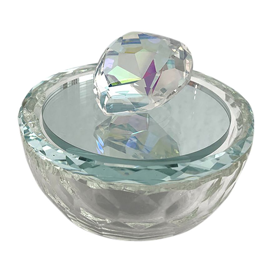 Sagebrook 4" Glass Trinket Box With Heart - Rainbow