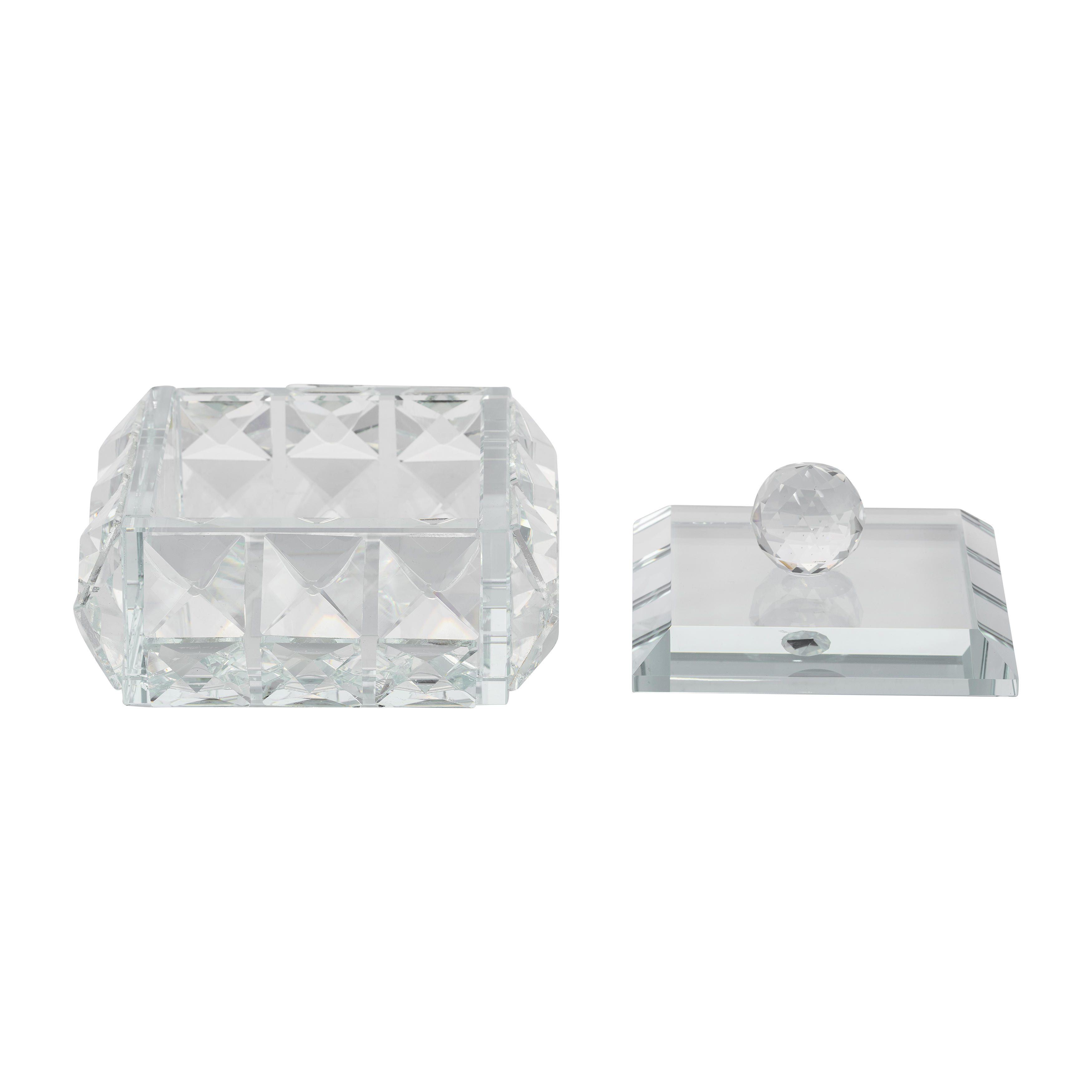 Sagebrook - 4" Glass Diamond Trinket Box in Clear