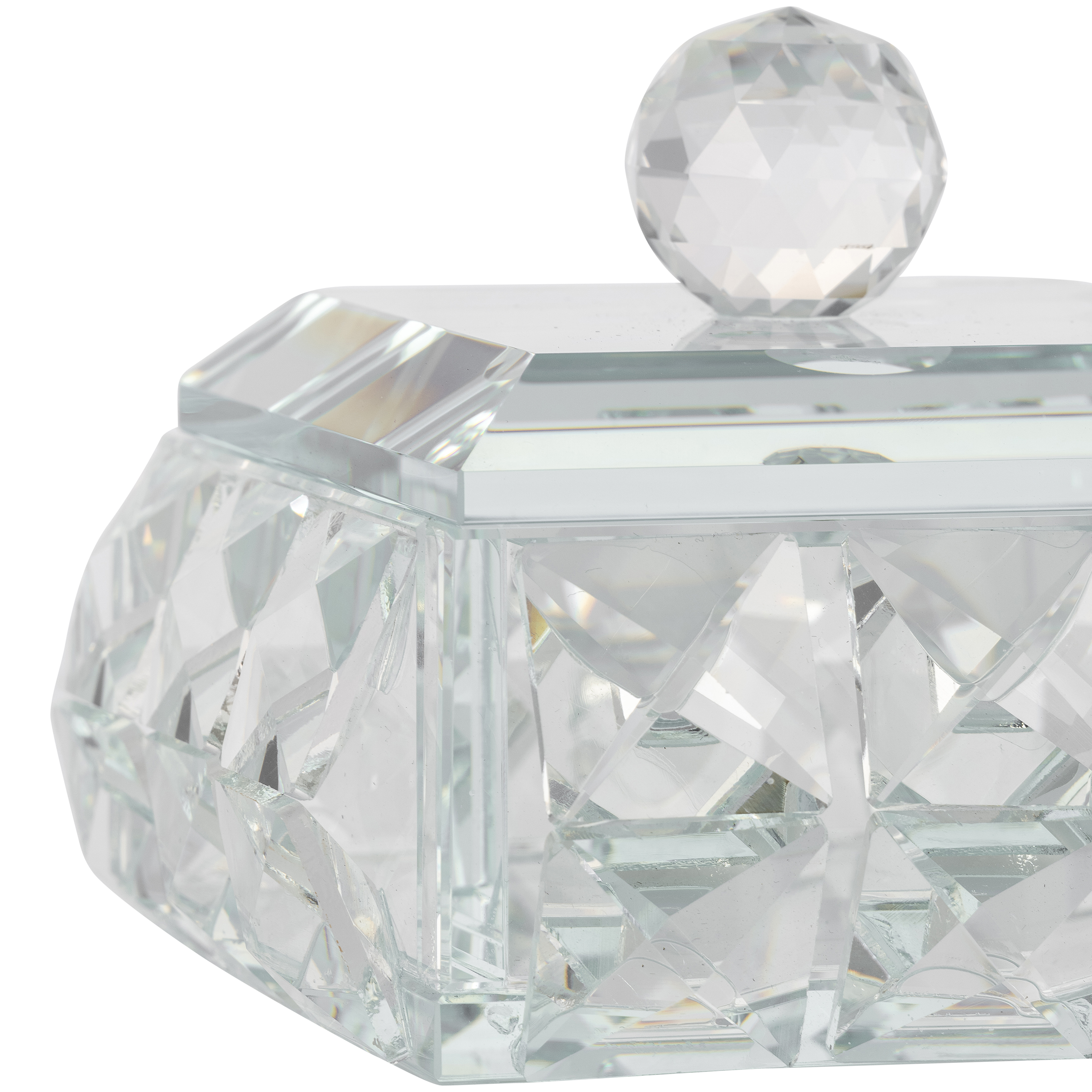 Sagebrook - 4" Glass Diamond Trinket Box in Clear