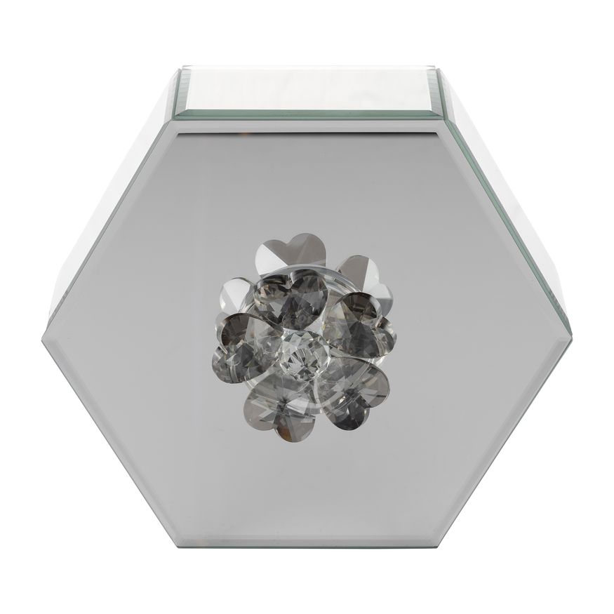 Sagebrook - 8" Glass Hexagonal Jewelry Box Flower Top in Sil