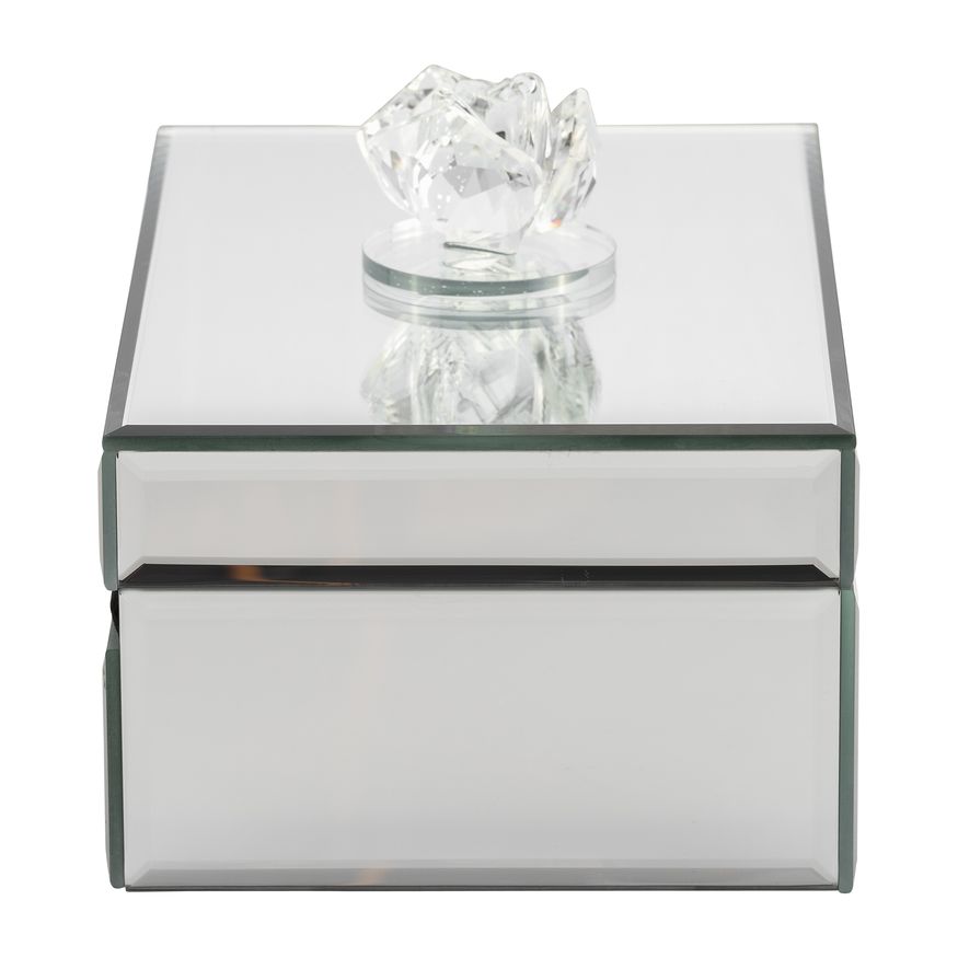 Sagebrook - 8" Glass Rec Jewelry Box Flower Top in Clear