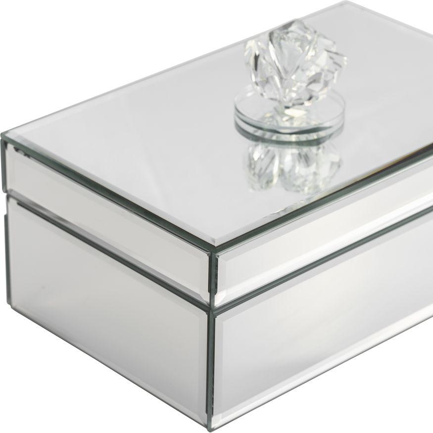 Sagebrook - 8" Glass Rec Jewelry Box Flower Top in Clear