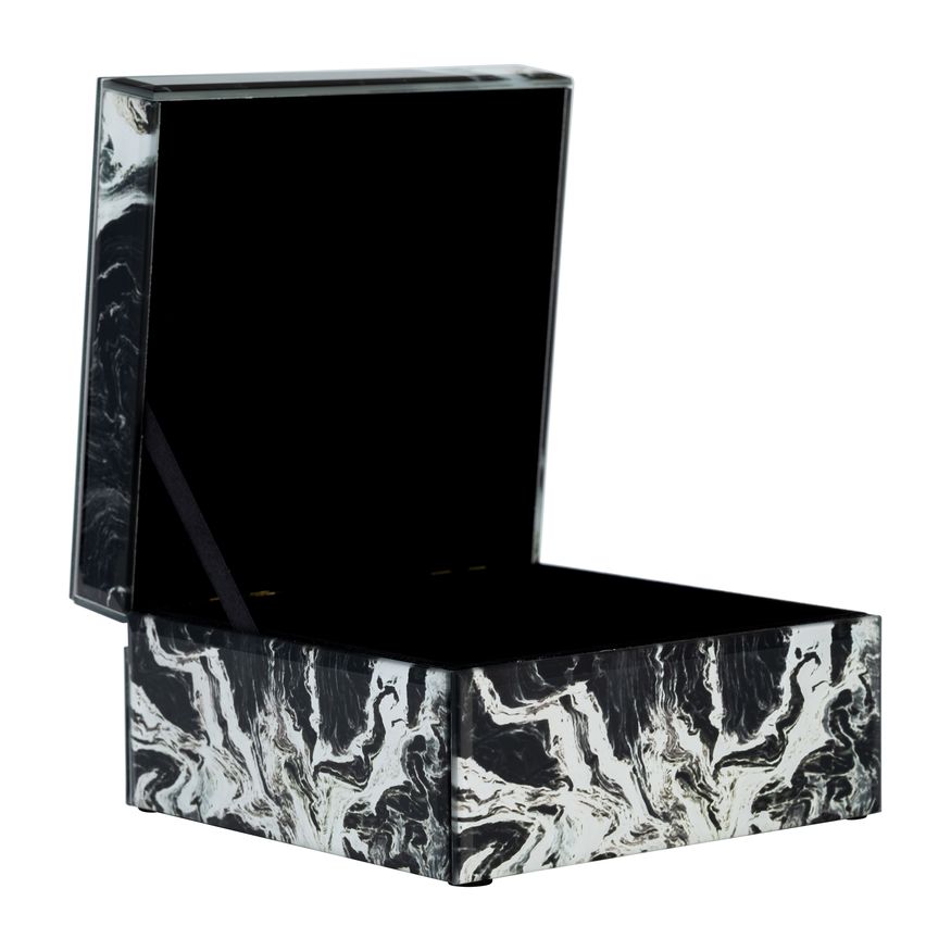 Sagebrook - 6"x5" Glass Jewelry Box Quartz Top in Black