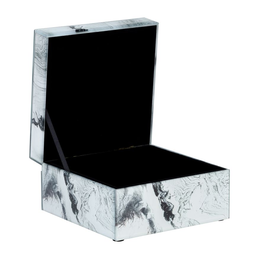 Sagebrook - 6"x5" Glass Jewelry Box Silver Top in Gray