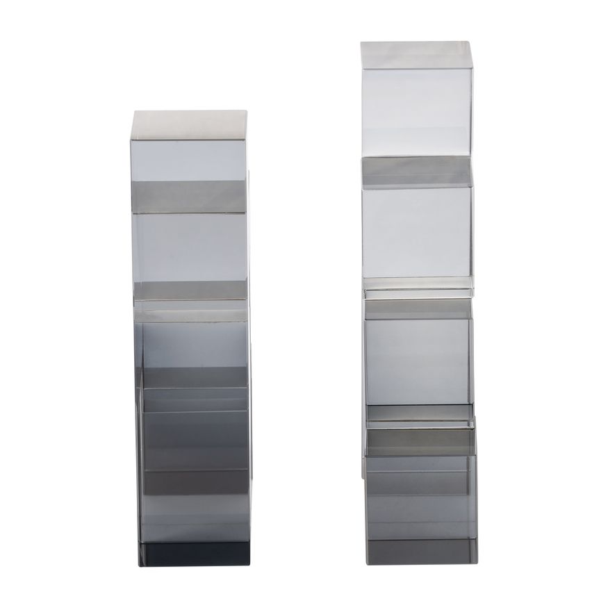 Sagebrook - 6" Glass Tetrimino Bookends (Set Of 2) in Smoke