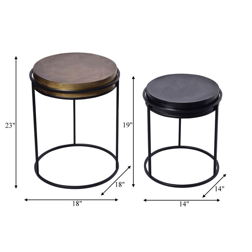 Sagebrook Metal Nested Round Side Table Set - Black/Gold