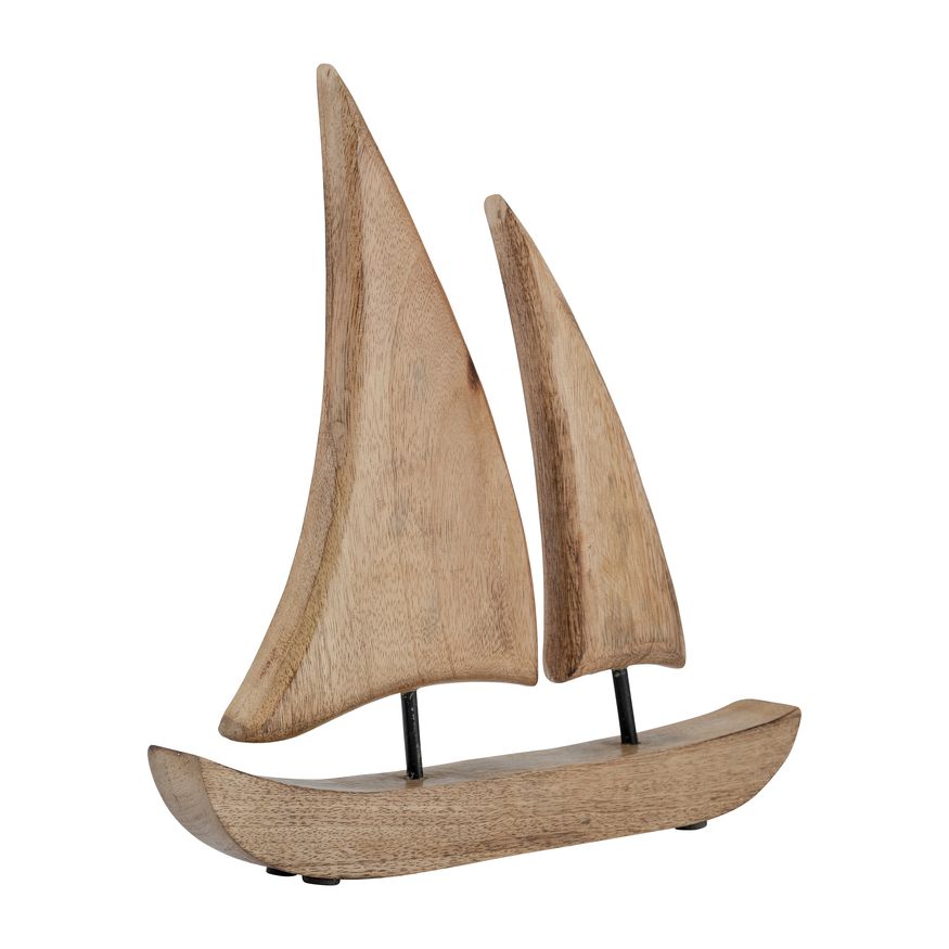 Sagebrook 11"x12" Wood Sailboat - Brown