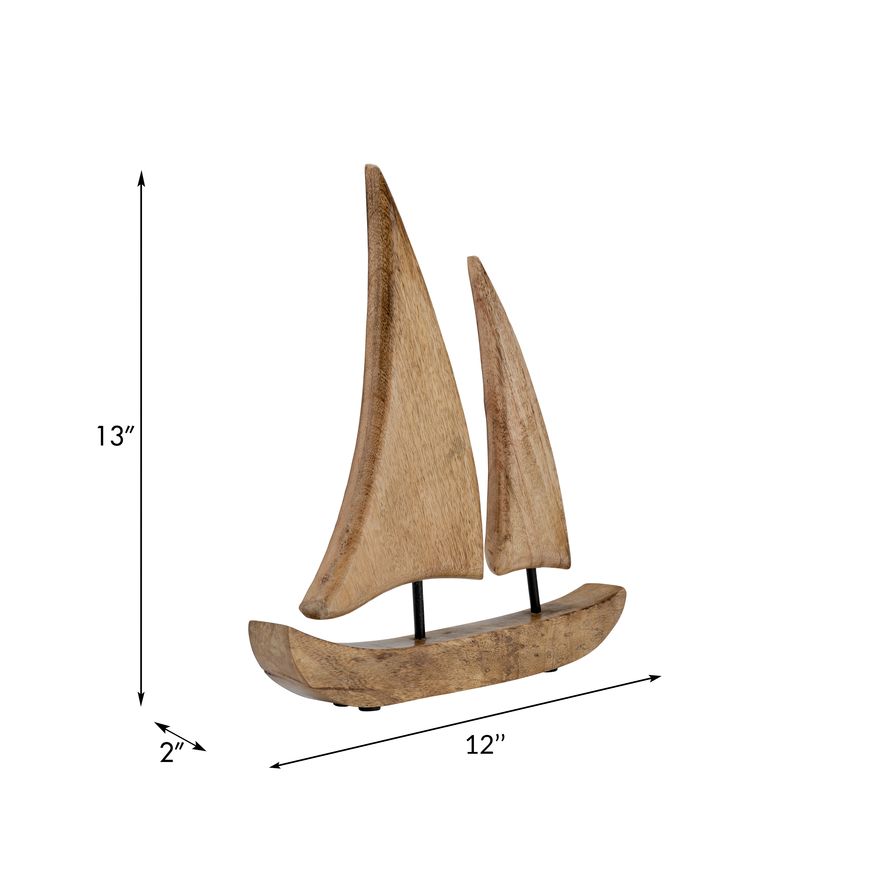 Sagebrook 12"x13" Wood Sailboat - Brown