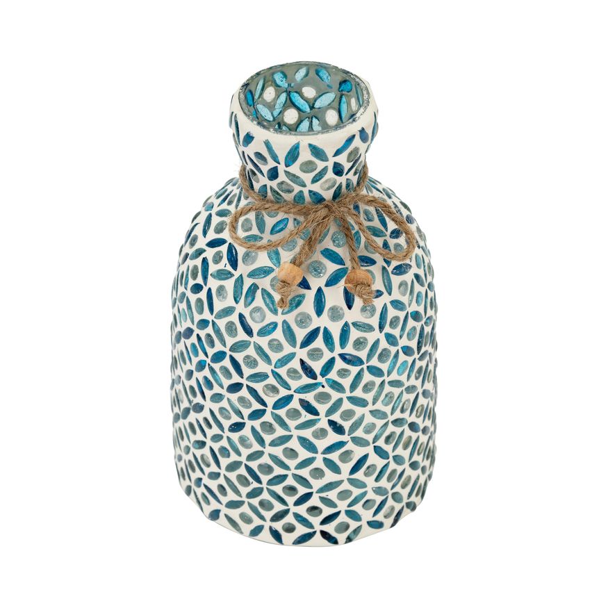 Sagebrook 7" Glass Mosaic Vase - Blue