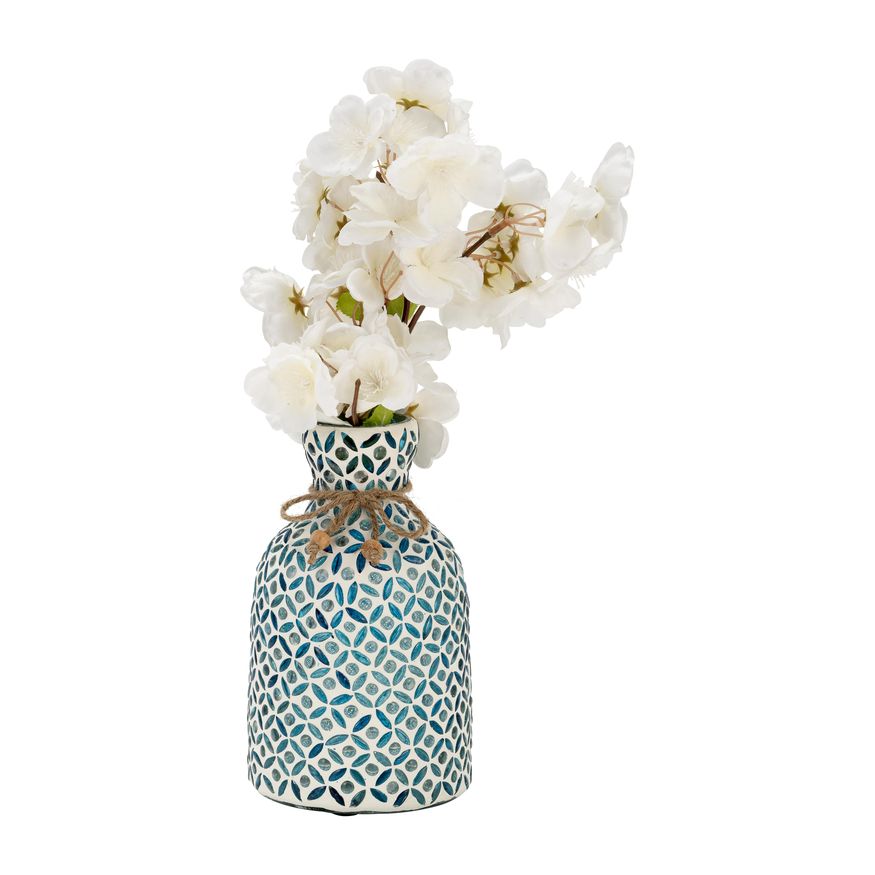 Sagebrook 7" Glass Mosaic Vase - Blue