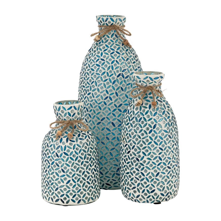 Sagebrook 7" Glass Mosaic Vase - Blue