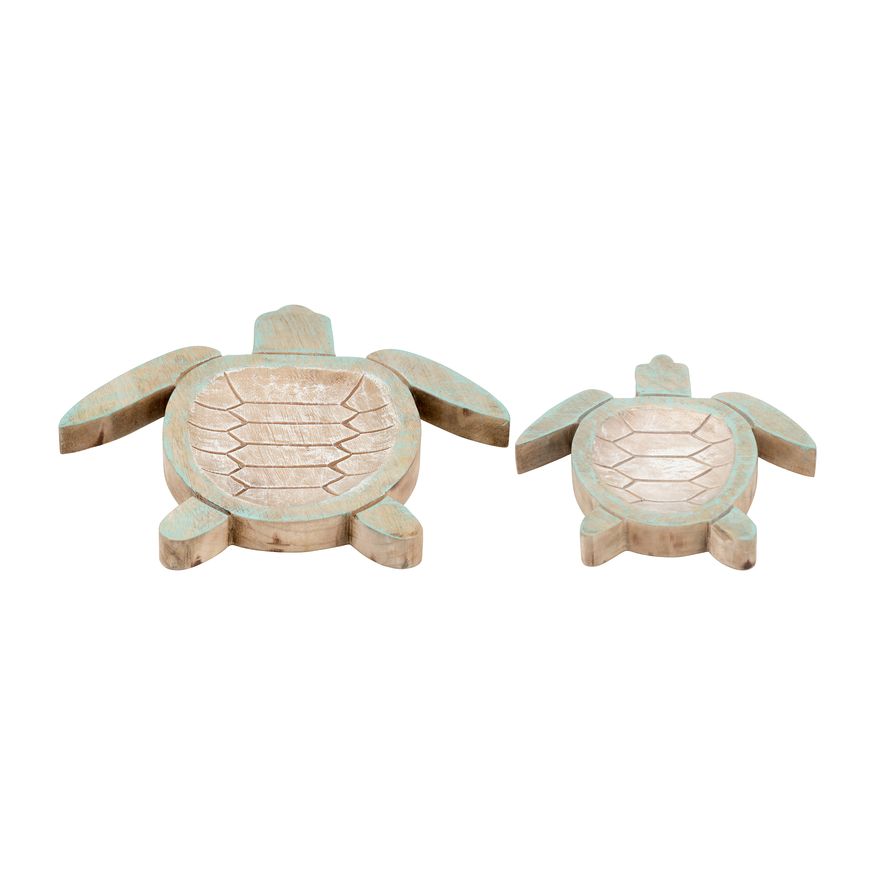 Sagebrook 10"/14" Wood Tortoise (Set Of 2) - Multi