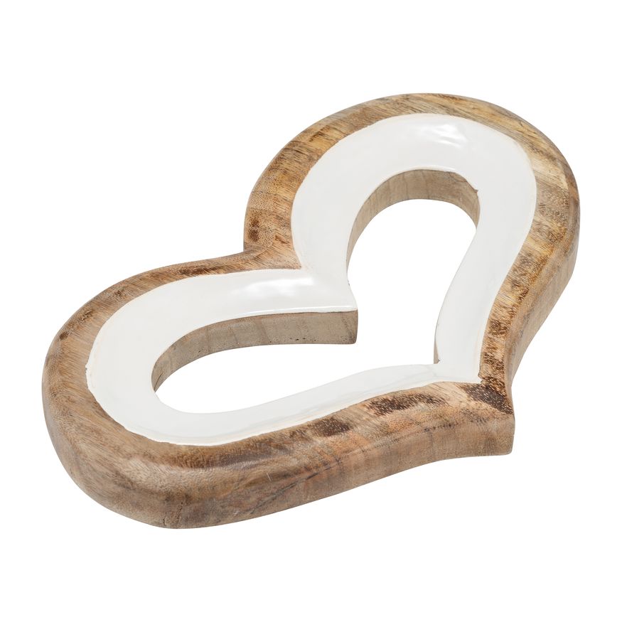 Sagebrook 13" Wood Heart Decor - White