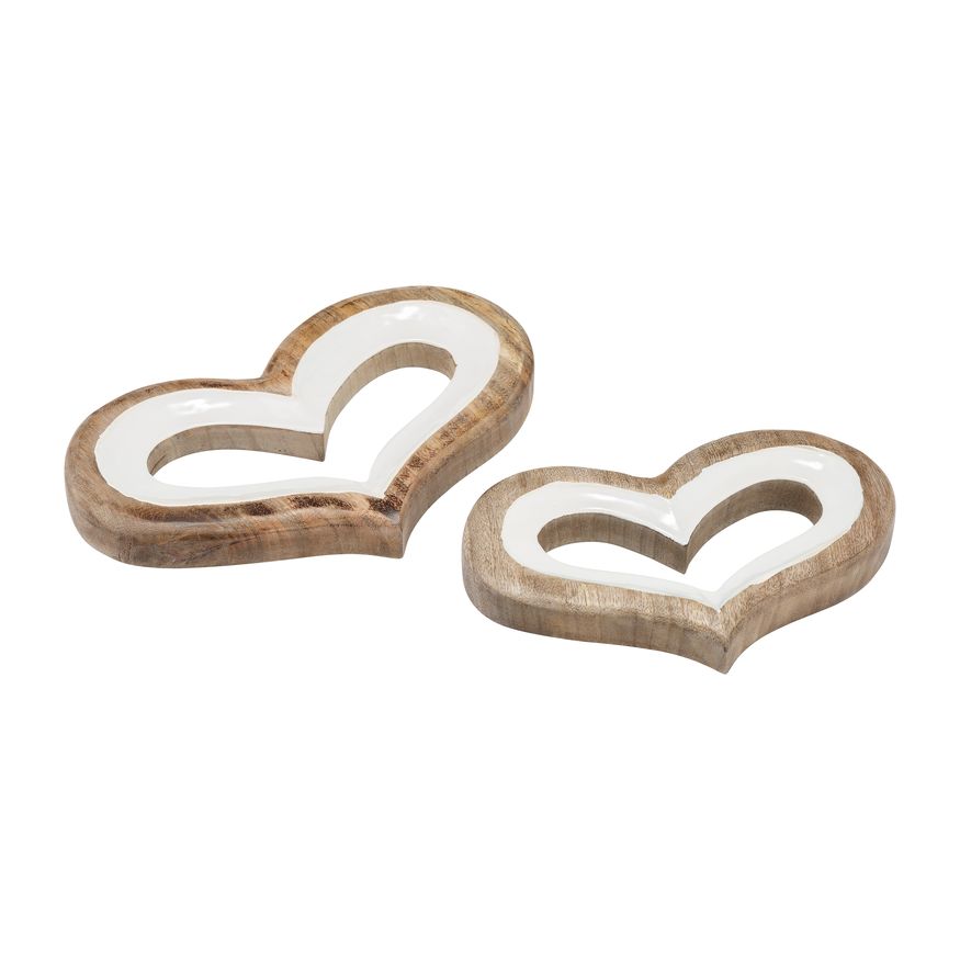 Sagebrook 13" Wood Heart Decor - White