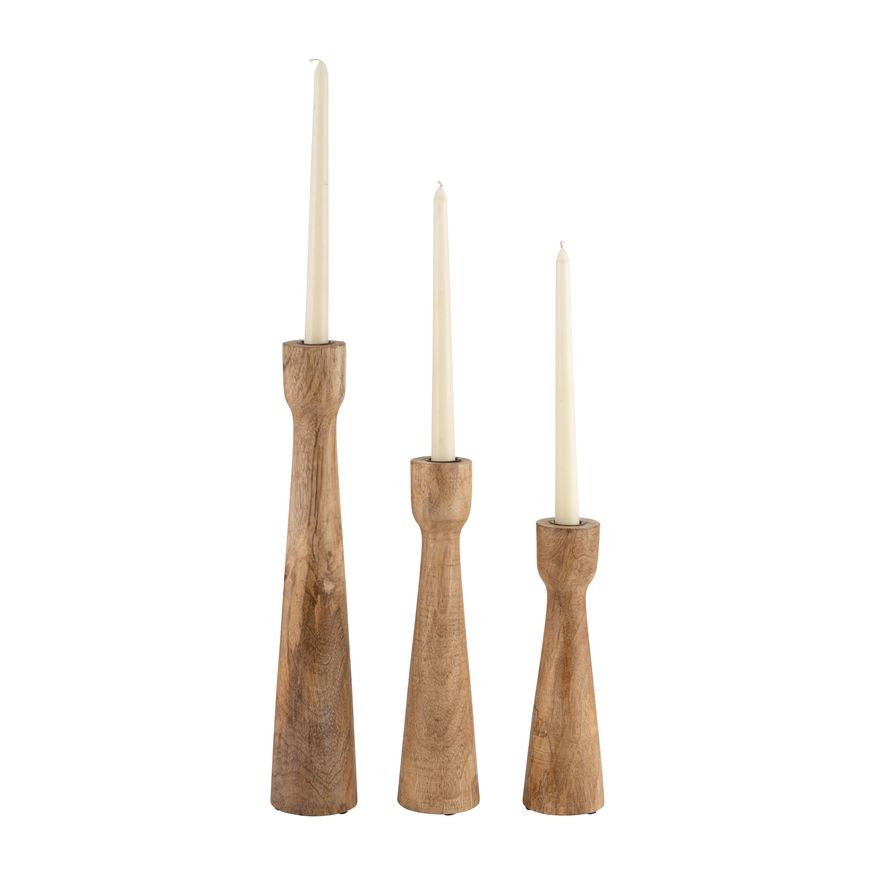 Sagebrook 10" Wood Candle Holder - Brown