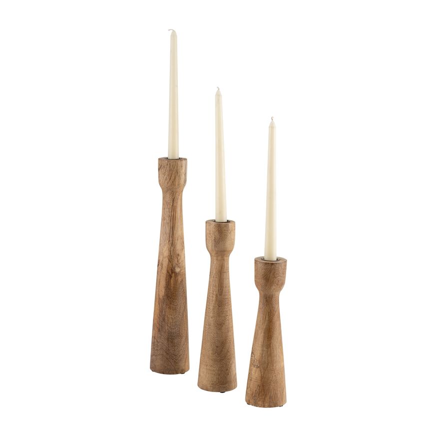 Sagebrook 16" Wood Candle Holder - Brown