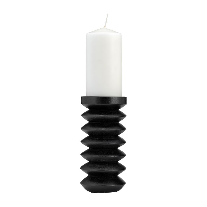 Sagebrook 8" Wood Accordion Candle Holder - Black