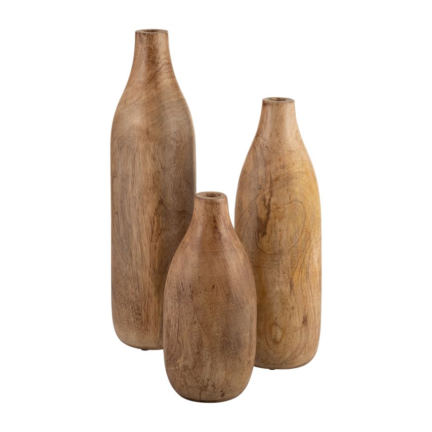 Sagebrook 10" Wood Vase - Brown