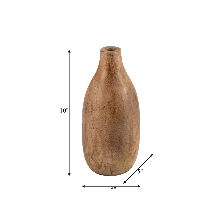 Sagebrook 10" Wood Vase - Brown