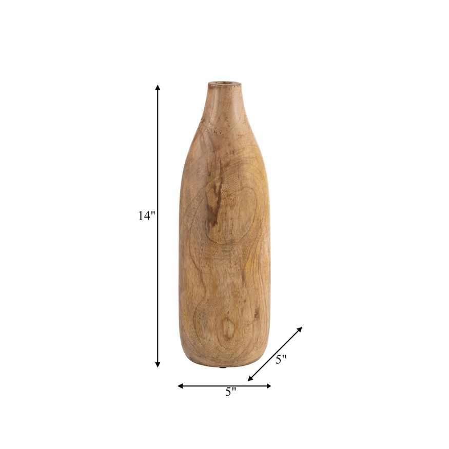 Sagebrook 14" Wood Vase - Brown