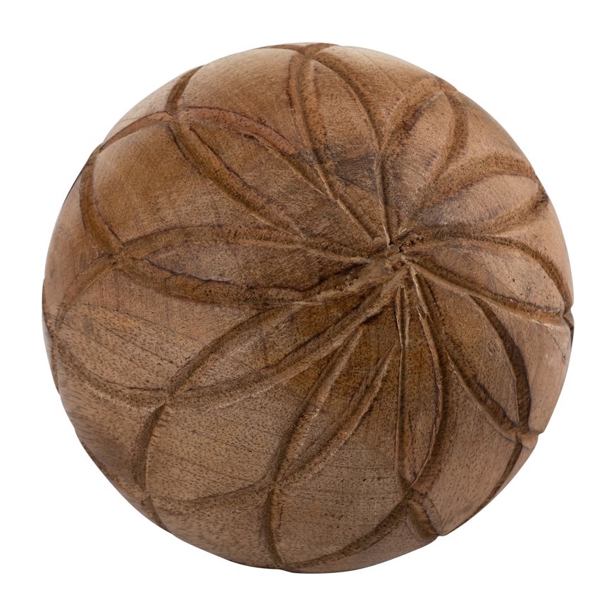 Sagebrook - 5" Wood Textured Orb in Brown