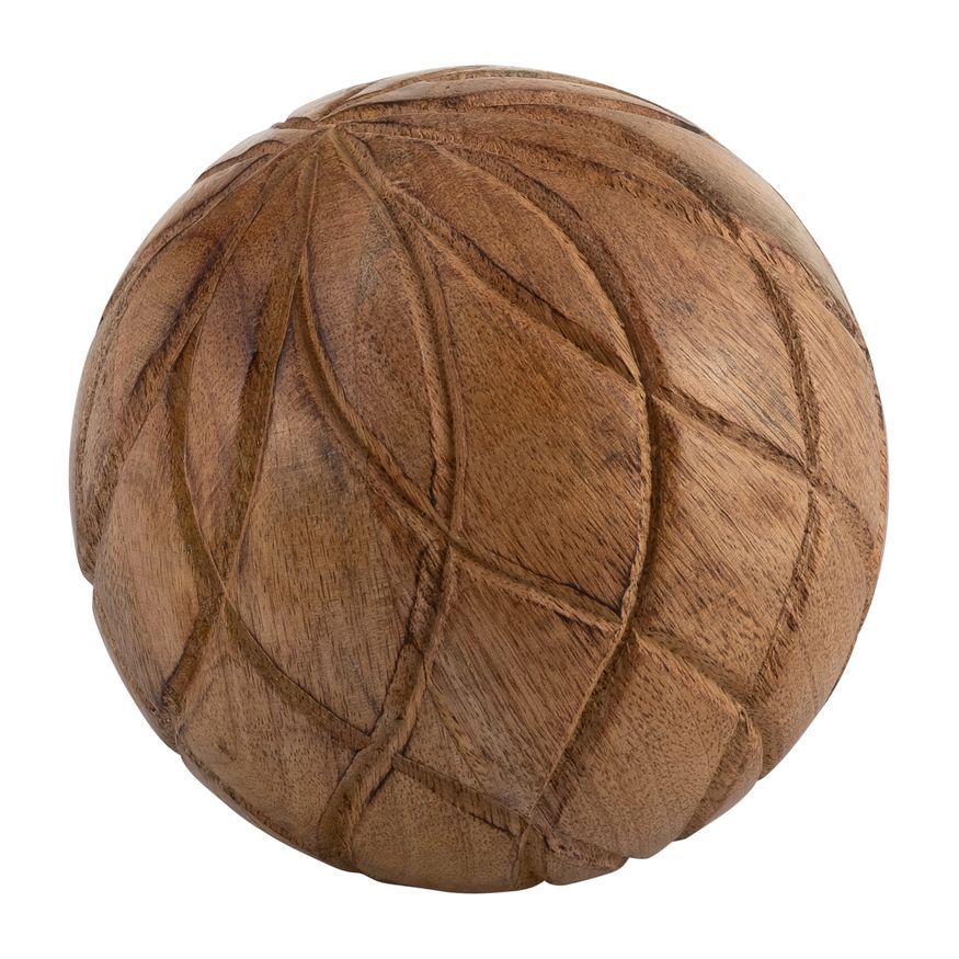 Sagebrook - 5" Wood Textured Orb in Brown