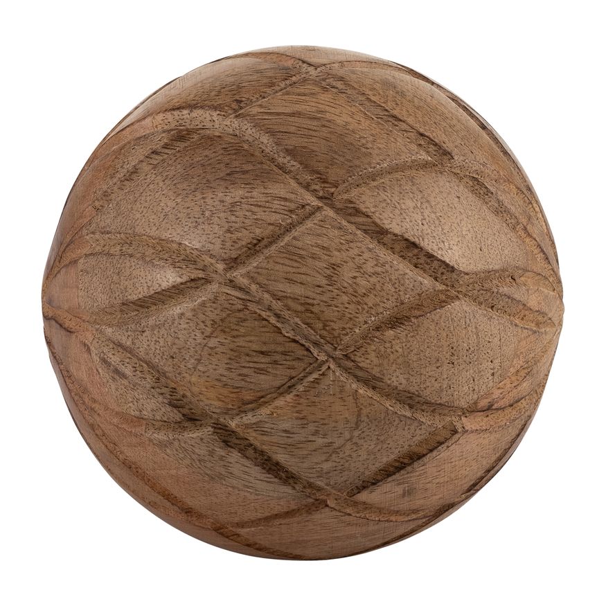 Sagebrook - 5" Wood Textured Orb in Brown