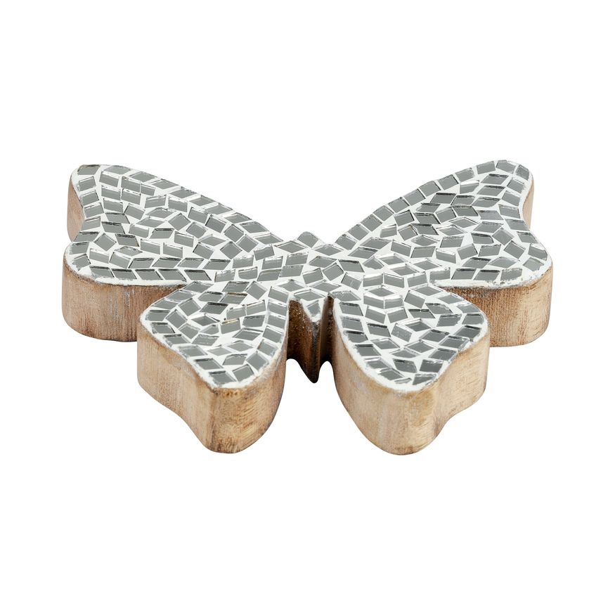 Sagebrook 6" Mosaic Butterfly - White