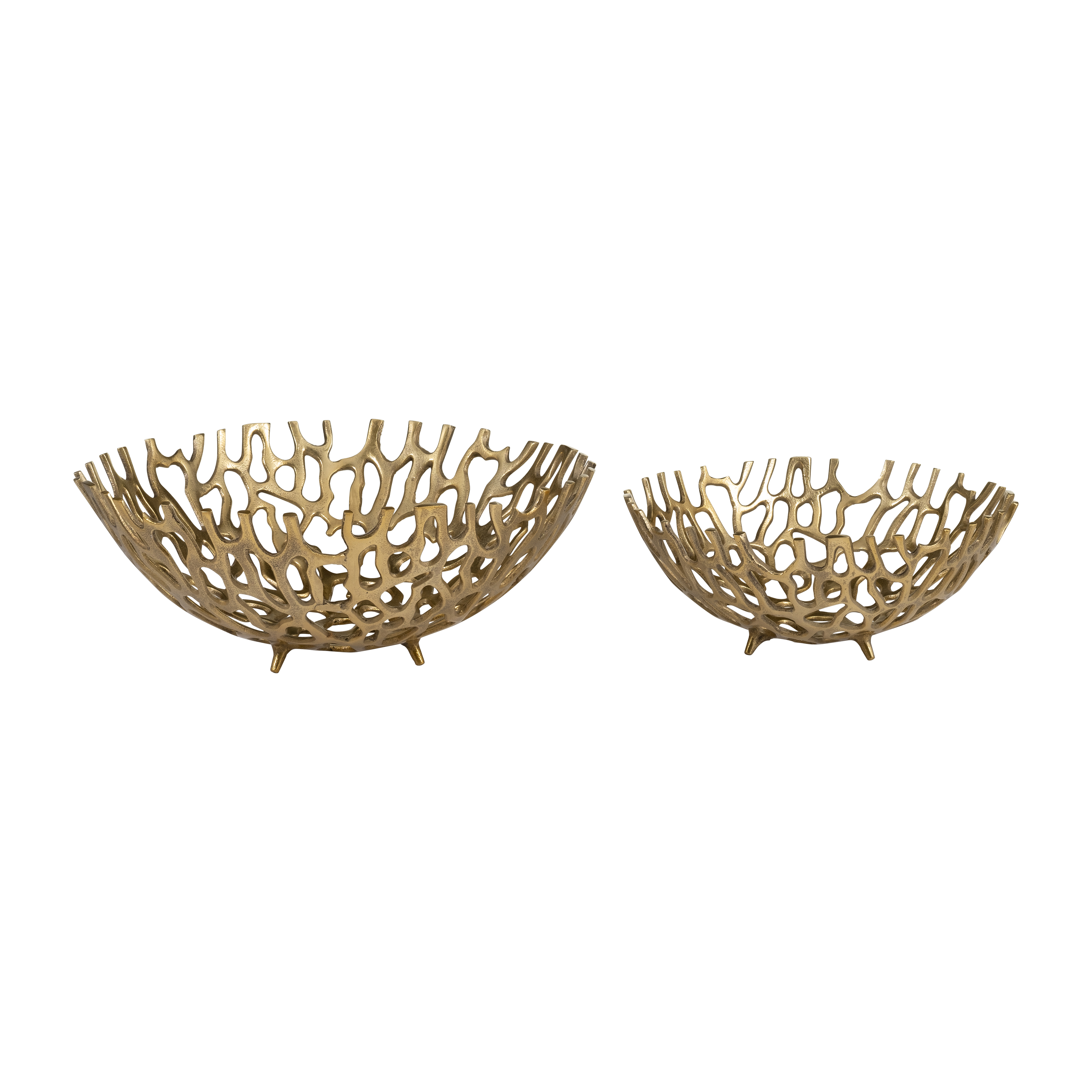 Sagebrook - 16" Metal Cut-out Trays (Set Of 2) in Gold