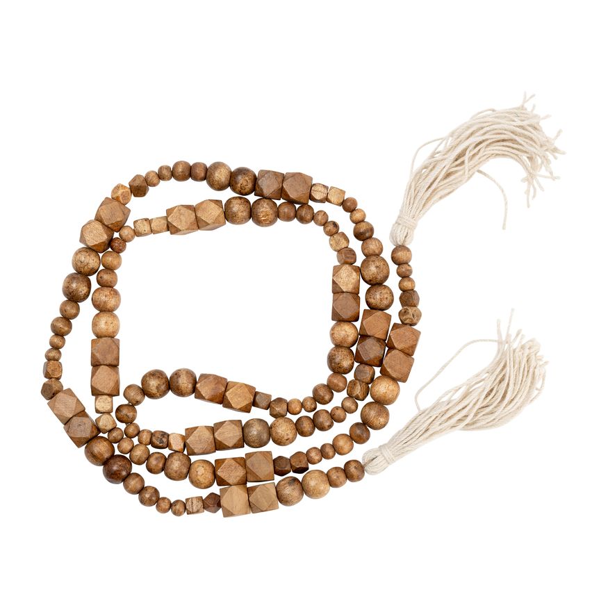 Sagebrook - 84" Wood Asstd Beads Garland in Brown