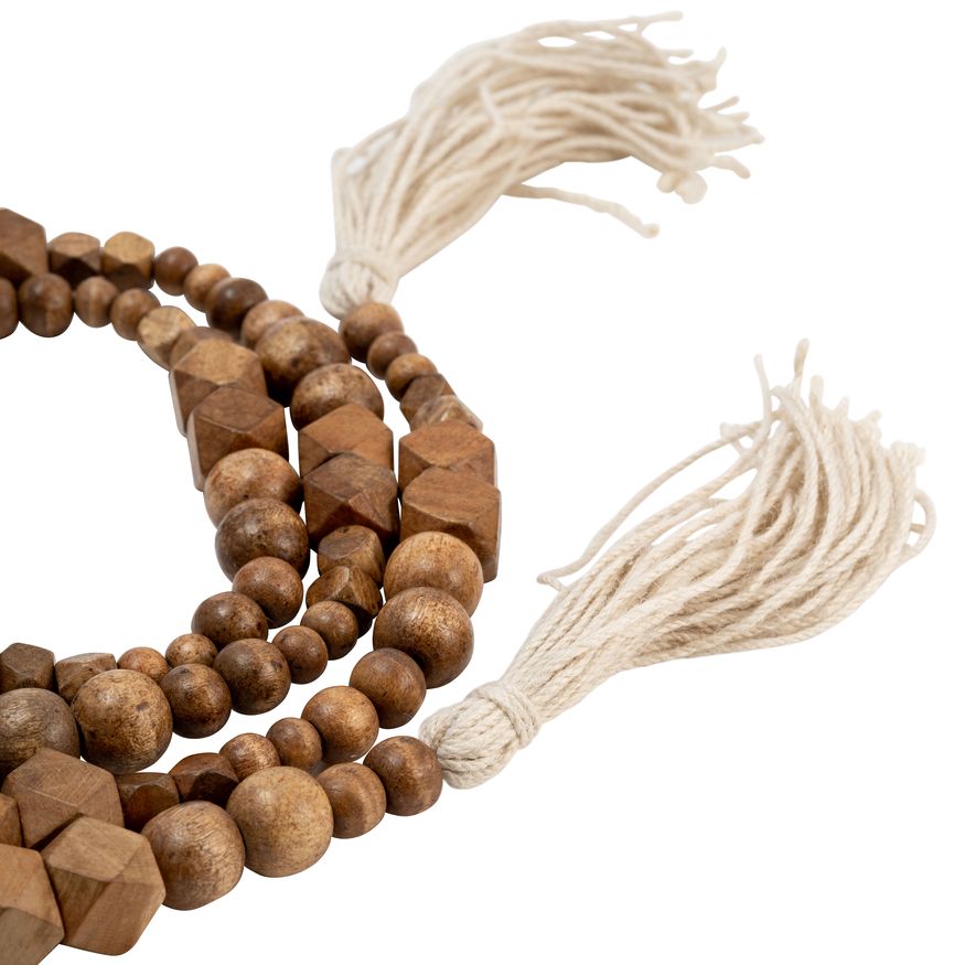 Sagebrook - 84" Wood Asstd Beads Garland in Brown