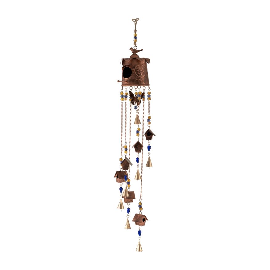 Sagebrook - 38" Metal Birdhouse Chime in Gold