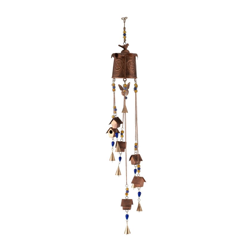 Sagebrook - 38" Metal Birdhouse Chime in Gold