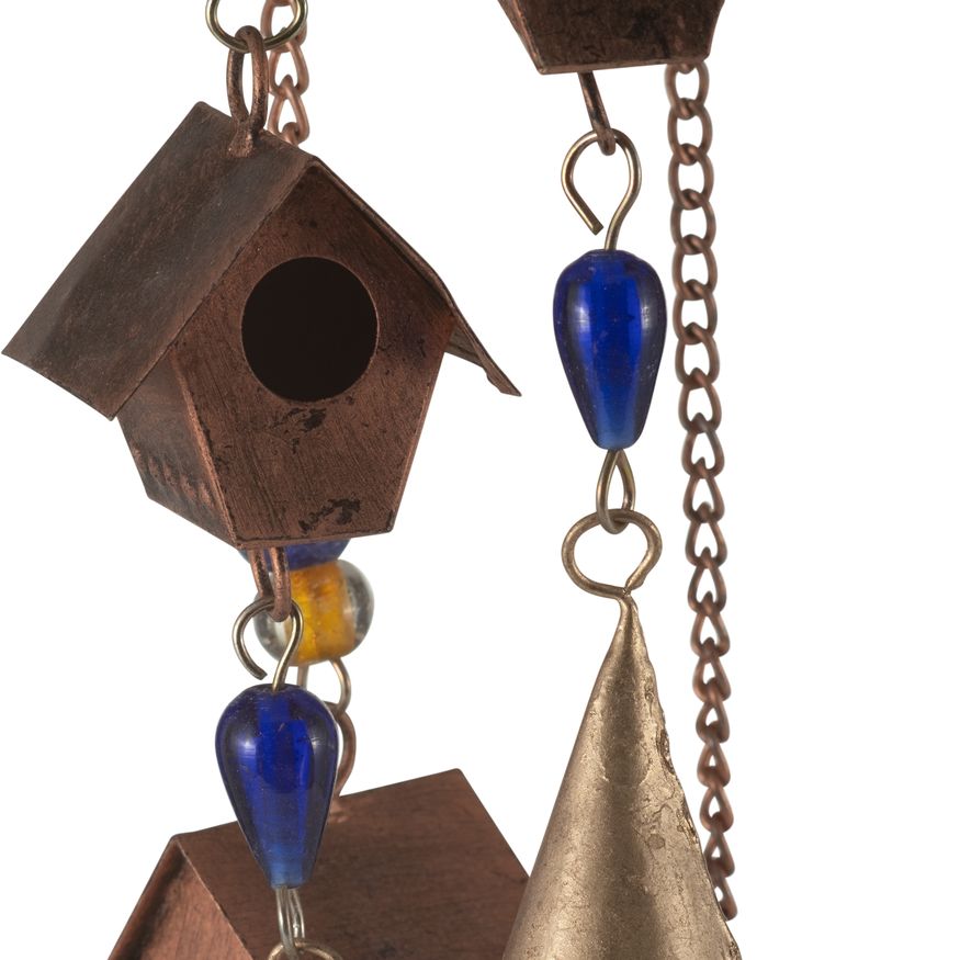 Sagebrook - 38" Metal Birdhouse Chime in Gold