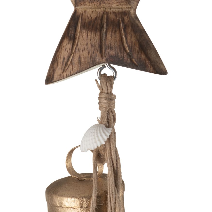 Sagebrook - 28" Metal/Wood Fish With Bells Chime in Gold