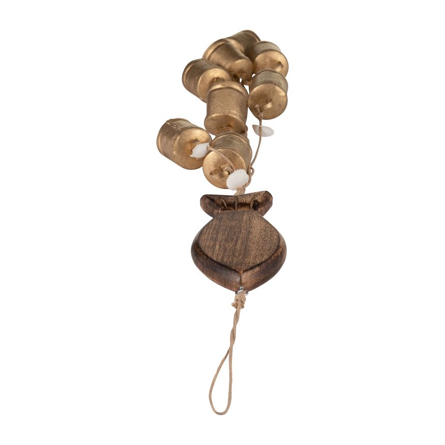 Sagebrook - 28" Metal/Wood Fish With Bells Chime in Gold