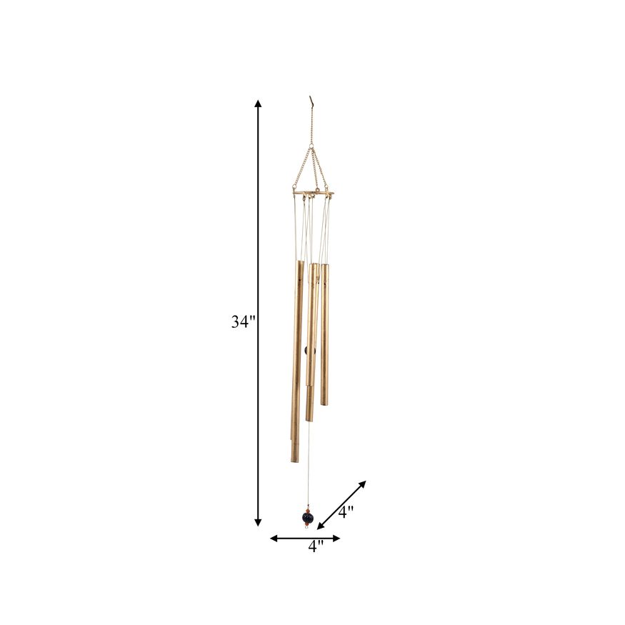 Sagebrook - 43" Metal 5-Pipes Windchime in Antique Gold