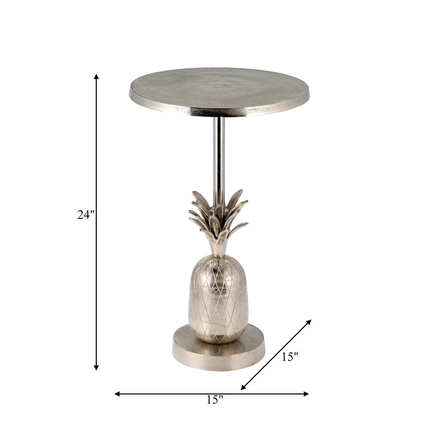 Sagebrook™ 15"/24" Metal Silver Pineapple Side Table - Silver