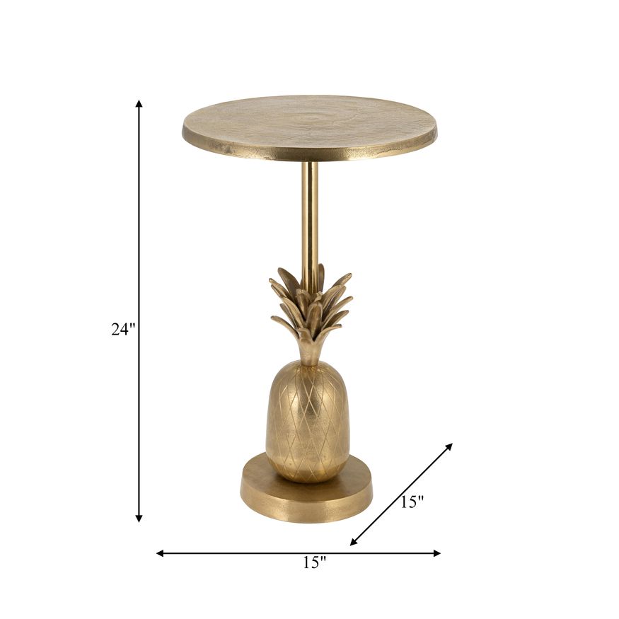 Sagebrook 15"/24" Metal Silver Pineapple Side Table - Gold