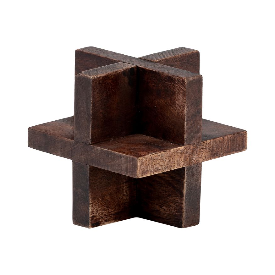 Sagebrook™ 4" Cross Wooden Orb - Brown