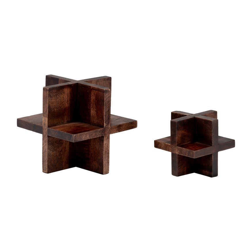 Sagebrook™ 4" Cross Wooden Orb - Brown