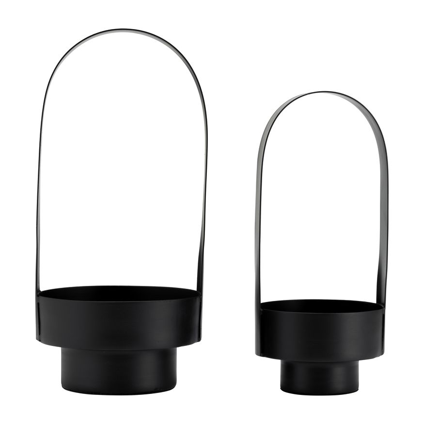 Sagebrook 14"/16" Metal Lanterns (Set of 2) - Black